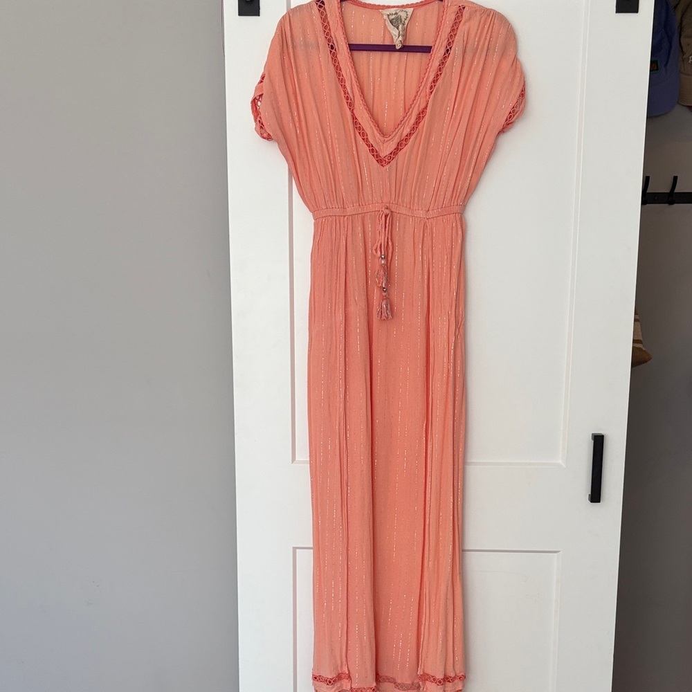 Z&L Peach Maxi Coverup with shimmer